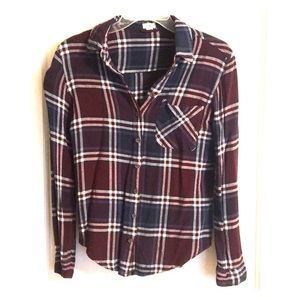 Burgundy and Blue Plaid Shirt